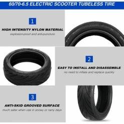 HAPPYSHOPPING Pneu Sans Chambre De Scooter Electrique 60/70-6.5 Epaissir Le Remplacement De Pneu Antideflagrant Sans Pneu De Gonflage Pour Scooter Electrique Ninebot G30, Modele : Noir -chariot de jardin Soldes 2024 45564504 4