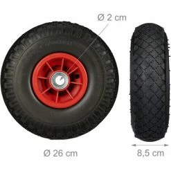 RELAXDAYS Roue De Diable, 2x Roue De Brouette Caoutchouc, 3.00-4", 260 X 85 Mm, Pour Axe De 20 Mm, Noir-rouge -chariot de jardin Soldes 2024 45813394 5