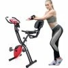 ORGANNICE X-Bike, Vélo De Fitness Pliable Magnétique, Vélo D'appartement Pour Entraînement Cardio Cyclisme En Salle Avec Ordinateur D'entraînement Et Bandes D'extension, Rouge - Noir