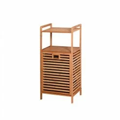 ORGANNICE Panier ¨¤ Linge De Salle De Bain Panier De Rangement En Bambou Avec Tiroir 44x33x96 Cm - Naturel