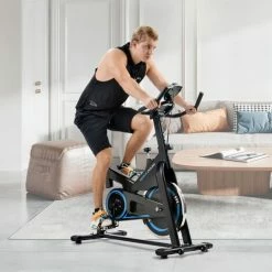 ORGANNICE Vélo D'appartement De Cardio-training Avec Console LCD Et Volant D'inertie De 10 Kg, Siège Et Guidon Réglables - Bleu