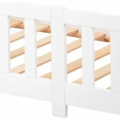 ORGANNICE Beau Lit Maison, Lit Bébé, Bois Massif Avec Clôture Et Sommier à Lattes, Avec Protection Antichute Pour Chambres D'enfants Et De Jeunes, Blanc (200x90cm) - Blanc -chariot de jardin Soldes 2024 46225560 3
