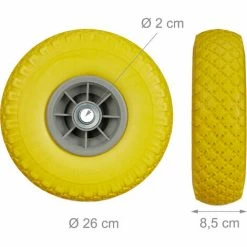 RELAXDAYS Roue De Diable, 4x Roue De Brouette Caoutchouc, 3.00-4", 260 X 85 Mm, Pour Axe De 20 Mm, Jaune-gris -chariot de jardin Soldes 2024 46260693 5