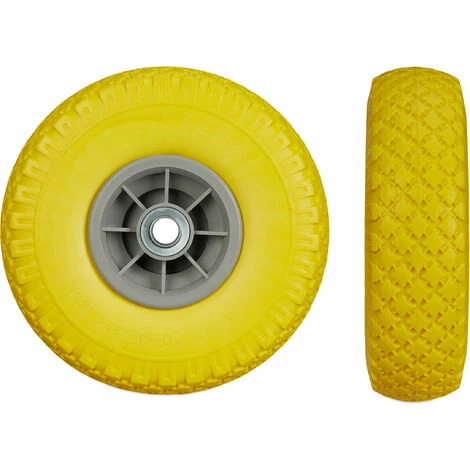 RELAXDAYS Roue De Diable, 2x Roue De Brouette Caoutchouc, 3.00-4", 260 X 85 Mm, Pour Axe De 20 Mm, Jaune-gris 2 RELAXDAYS Roue De Diable, 2x Roue De Brouette Caoutchouc, 3.00-4", 260 X 85 Mm, Pour Axe De 20 Mm, Jaune-gris – Image 2