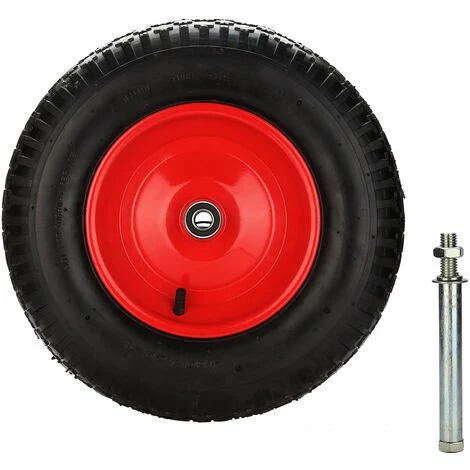 Hengda 480 / 400-8 Roue De Brouette En PU Gonflable Avec Pneumatiques Roue De Secours Avec Axe | Axe Ø 390 Mm Pour Charrettes à Bras 1 Hengda 480 / 400-8 Roue De Brouette En PU Gonflable Avec Pneumatiques Roue De Secours Avec Axe | Axe Ø 390 Mm Pour Charrettes à Bras
