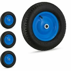 RELAXDAYS 4x Roues De Brouette 4.80 4.00-8, Avec Air, De Secours, Jante En Acier, Pour Diable, Noir/bleu