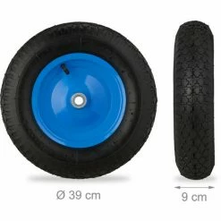 RELAXDAYS 4x Roues De Brouette 4.80 4.00-8, Avec Air, De Secours, Jante En Acier, Pour Diable, Noir/bleu -chariot de jardin Soldes 2024 46356956 5