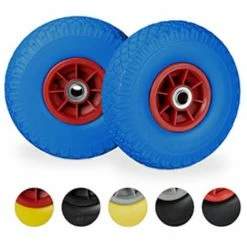 RELAXDAYS Roue De Diable, 2x Roue De Brouette Caoutchouc, 3.00-4", 260 X 85 Mm, Pour Axe De 20 Mm, Bleu-rouge