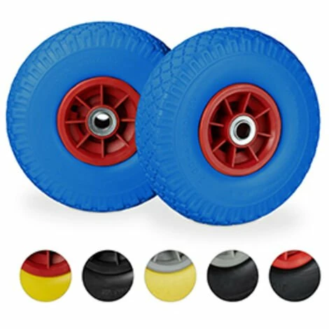 RELAXDAYS Roue De Diable, 2x Roue De Brouette Caoutchouc, 3.00-4", 260 X 85 Mm, Pour Axe De 20 Mm, Bleu-rouge 1 RELAXDAYS Roue De Diable, 2x Roue De Brouette Caoutchouc, 3.00-4", 260 X 85 Mm, Pour Axe De 20 Mm, Bleu-rouge
