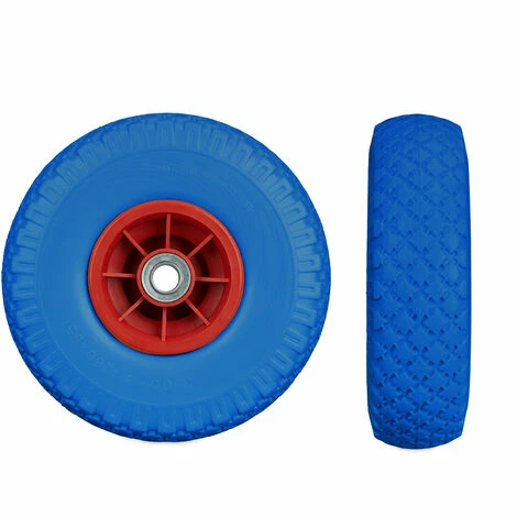 RELAXDAYS Roue De Diable, 2x Roue De Brouette Caoutchouc, 3.00-4", 260 X 85 Mm, Pour Axe De 20 Mm, Bleu-rouge 2 RELAXDAYS Roue De Diable, 2x Roue De Brouette Caoutchouc, 3.00-4", 260 X 85 Mm, Pour Axe De 20 Mm, Bleu-rouge – Image 2