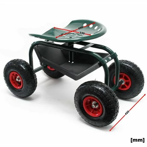 HELLOSHOP26 Siège De Jardin Sur Larges Roues 150 Kg Max Chariot Coulissant Porte-outil - Or 2 HELLOSHOP26 Siège De Jardin Sur Larges Roues 150 Kg Max Chariot Coulissant Porte-outil - Or – Image 2