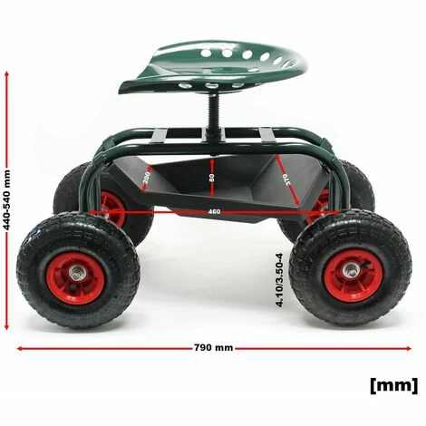 HELLOSHOP26 Siège De Jardin Sur Larges Roues 150 Kg Max Chariot Coulissant Porte-outil - Or 3 HELLOSHOP26 Siège De Jardin Sur Larges Roues 150 Kg Max Chariot Coulissant Porte-outil - Or – Image 3