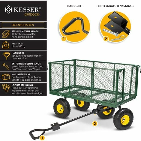 Kesser® Chariot De Transport 550 Kg Chariot De Transport Chariot De Jardinage Chariot à Outils Chariot Bras NOUVEAU 2 Kesser® Chariot De Transport 550 Kg Chariot De Transport Chariot De Jardinage Chariot à Outils Chariot Bras NOUVEAU – Image 2