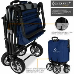 KESSER® Chariot De Transport GT9000 Pliable Avec Toit | Charrette à Bras | Chariot De Transport | 2 Systèmes De Ceinture à 3 Points Fournis | Pliable | Pneus Pleins En Caoutchouc | Capacité De Charge De 80 Kg Maximum -chariot de jardin Soldes 2024 50753068 3