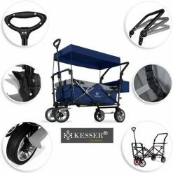 KESSER® Chariot De Transport GT9000 Pliable Avec Toit | Charrette à Bras | Chariot De Transport | 2 Systèmes De Ceinture à 3 Points Fournis | Pliable | Pneus Pleins En Caoutchouc | Capacité De Charge De 80 Kg Maximum -chariot de jardin Soldes 2024 50753068 4