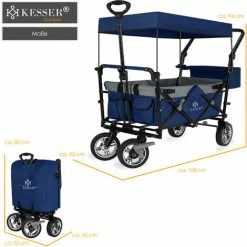 KESSER® Chariot De Transport GT9000 Pliable Avec Toit | Charrette à Bras | Chariot De Transport | 2 Systèmes De Ceinture à 3 Points Fournis | Pliable | Pneus Pleins En Caoutchouc | Capacité De Charge De 80 Kg Maximum -chariot de jardin Soldes 2024 50753068 5