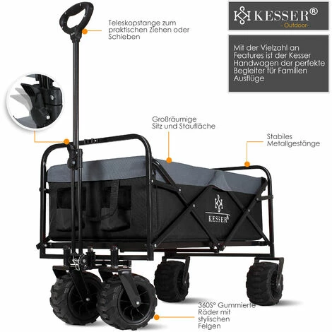 KESSER® Chariot à Roulettes Pliable à Pneus Larges | Chariot De Transport | Remorque De Transport | Charrette à Bras | 2 Poches En Mesh Fournies | Pliable | Pneus Pleins En Caoutchouc | Capacité De Charge Maximum De 80 Kg 2 KESSER® Chariot à Roulettes Pliable à Pneus Larges | Chariot De Transport | Remorque De Transport | Charrette à Bras | 2 Poches En Mesh Fournies | Pliable | Pneus Pleins En Caoutchouc | Capacité De Charge Maximum De 80 Kg â Image 2