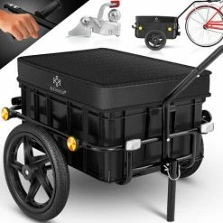 KESSER® Remorque Pour Vélo Remorque Chariot De Transport Avec Attelage Timon Haut Pour Vélo Remorque De Transport Boîte De Transport Avec 70 Litres De Volume Max. 60 kg Pour Les Vélos De 26 à 28 pouces
