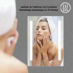 ORGANNICE Miroir Lumineux, Miroir De Salle De Bain, Miroir Mural Anti-buée Avec éclairage LED à Intensité Réglable Et Interrupteur Tactile - Chrome -chariot de jardin Soldes 2024 50933596 5