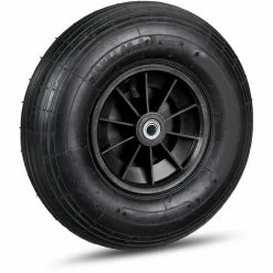 Relaxdays Roue De Brouette Caoutchouc 200 Kg, Roue De Rechange Axe, Caoutchouc Essieu 4.00-6, 3 Adaptateurs