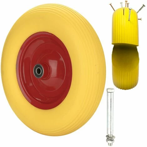 Hengda 480 / 400-8 Roue De Brouette En PU Gonflable Avec Pneumatiques Roue De Secours Avec Axe | Axe Ø 390 Mm Pour Charrettes à Bras 1 Hengda 480 / 400-8 Roue De Brouette En PU Gonflable Avec Pneumatiques Roue De Secours Avec Axe | Axe Ø 390 Mm Pour Charrettes à Bras