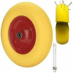 Hengda 480 / 400-8 Roue De Brouette En PU Avec Pneumatiques Roue De Secours Avec Axe | Axe Ø 390 Mm Pour Charrettes à Bras Chario