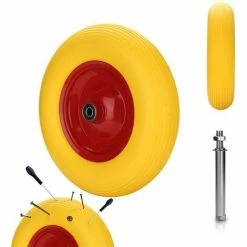 Hengda Roue De Brouette 4.80 4.00-8, Caoutchouc Plein, Roue Secours, Jante, Pneus De Diable 200 Kg Charge, Jaune