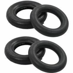 YOUTHUP Pneu De Brouette Et Chambre à Air 4 Pcs 3.50-8 4PR Caoutchouc - Noir