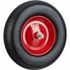 Relaxdays Roue De Brouette Caoutchouc, Roue De Rechange Avec Axe, 4.80 4.00-8, Caoutchouc PU Essieu 100 Kg, Noir Rouge