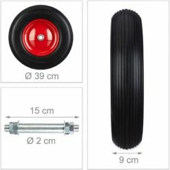 Relaxdays Roue De Brouette Caoutchouc, Roue De Rechange Avec Axe, 4.80 4.00-8, Caoutchouc PU Essieu 100 Kg, Noir Rouge -chariot de jardin Soldes 2024 52200956 5