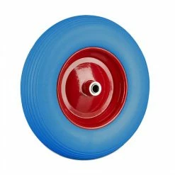 Relaxdays Roue De Brouette 4.80 4.00-8, Roue Caoutchouc, Roue De Secours, Jante, Pneus Diable 100 Kg Charge, Bleu Rouge