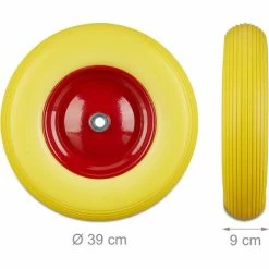 Relaxdays Roue De Brouette 4.80 4.00-8, Roue En Caoutchouc, Roue De Secours, Pneus De Diable 100 Kg Charge, Jaune Rouge -chariot de jardin Soldes 2024 52201057 5