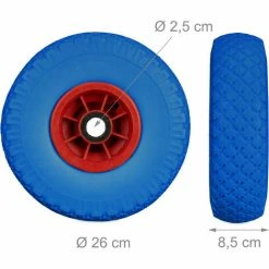 Relaxdays Roue De Brouette, Caoutchouc, 3.00-4", 2x Roue De Rechange, Pour Axe De 25 Mm, 260x85 Mm, Bleu-rouge -chariot de jardin Soldes 2024 52202145 5