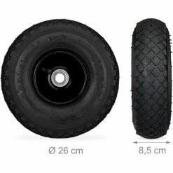 Relaxdays Roue De Diable Roue Brouette Set De 2, Roue De Rechange, Caoutchouc 3.00-4, 100 Kg, 260 X 85 Mm, Noir -chariot de jardin Soldes 2024 52202305 5