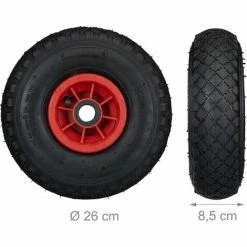 Relaxdays Roue De Brouette Caoutchouc 80 Kg, Roue De Rechange, 260 X 85 Cm Essieu 3.00-4 Chariot Diable, Noir-rouge -chariot de jardin Soldes 2024 52202308 4