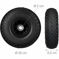 Relaxdays Roue De Diable, 2x Roue De Brouette Caoutchouc, 3.00-4", 260 X 85 Mm, Pour Axe De 20 Mm, Noir -chariot de jardin Soldes 2024 52202311 5