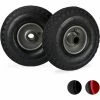 Relaxdays Roue De Brouette Caoutchouc 100 Kg, Lot De 2, Roue De Rechange, Pour Axe De 25 Mm, 3.00-4, Noir-gris