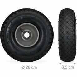 Relaxdays Roue De Brouette Caoutchouc 100 Kg, Lot De 2, Roue De Rechange, Pour Axe De 25 Mm, 3.00-4, Noir-gris -chariot de jardin Soldes 2024 52202333 5