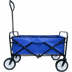 MERAX Chariot De Jardin Pliable -échelle Avec Roues à 360°-Chariot De Jardin Jusqu'à 70 Kg - Bleu