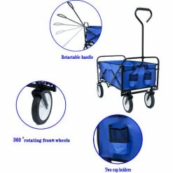 MERAX Chariot De Jardin Pliable -échelle Avec Roues à 360°-Chariot De Jardin Jusqu'à 70 Kg - Bleu -chariot de jardin Soldes 2024 53584636 4