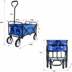 MERAX Chariot De Jardin Pliable -échelle Avec Roues à 360°-Chariot De Jardin Jusqu'à 70 Kg - Bleu -chariot de jardin Soldes 2024 53584636 5