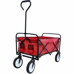MERAX Chariot De Jardin Pliable -échelle Avec Roues à 360°-Chariot De Jardin Jusqu'à 70 Kg - Rouge