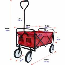 MERAX Chariot De Jardin Pliable -échelle Avec Roues à 360°-Chariot De Jardin Jusqu'à 70 Kg - Rouge -chariot de jardin Soldes 2024 53584850 5
