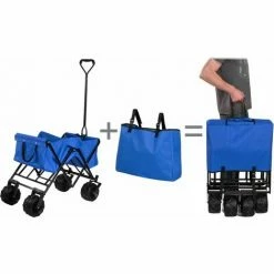 HELLOSHOP26 Chariot De Jardin Pliable 80 Kg Tout-terrain Outils Jardinage Bleu - Bleu -chariot de jardin Soldes 2024 53604110 4