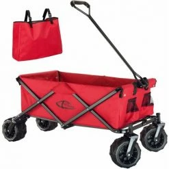 HELLOSHOP26 Chariot De Jardin Pliable 80 Kg Tout-terrain Outils Jardinage Rouge - Rouge