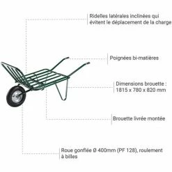 HAEMMERLIN Brouette Agricole 1 Roue - Charge Maximale 150kg - 302059601 -chariot de jardin Soldes 2024 5438427 3