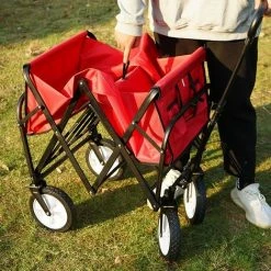 YOOUYIDA Camping En Plein Air Chariot Pliant Chariot Caddie Portable épicerie Pêche Engins De Pêche Manutention Petite Remorque Rouge