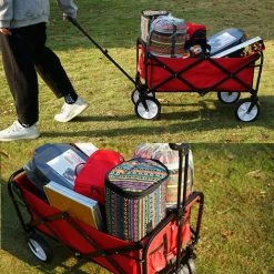YOOUYIDA Camping En Plein Air Chariot Pliant Chariot Caddie Portable épicerie Pêche Engins De Pêche Manutention Petite Remorque Rouge -chariot de jardin Soldes 2024 55028882 4