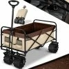 KESSER® Chariot à Roulettes Pliable à Pneus Larges | Chariot De Transport | Remorque De Transport | Charrette à Bras | 2 Poches En Mesh Fournies | Pliable | Pneus Pleins En Caoutchouc | Capacité De Charge Maximum De 80 Kg, Beige (de)