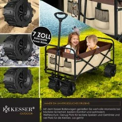 KESSER® Chariot à Roulettes Pliable à Pneus Larges | Chariot De Transport | Remorque De Transport | Charrette à Bras | 2 Poches En Mesh Fournies | Pliable | Pneus Pleins En Caoutchouc | Capacité De Charge Maximum De 80 Kg, Beige (de) -chariot de jardin Soldes 2024 55080777 3
